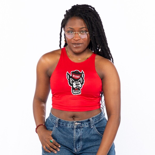 Red Ladies Crop Tank Top - Wolfhead
